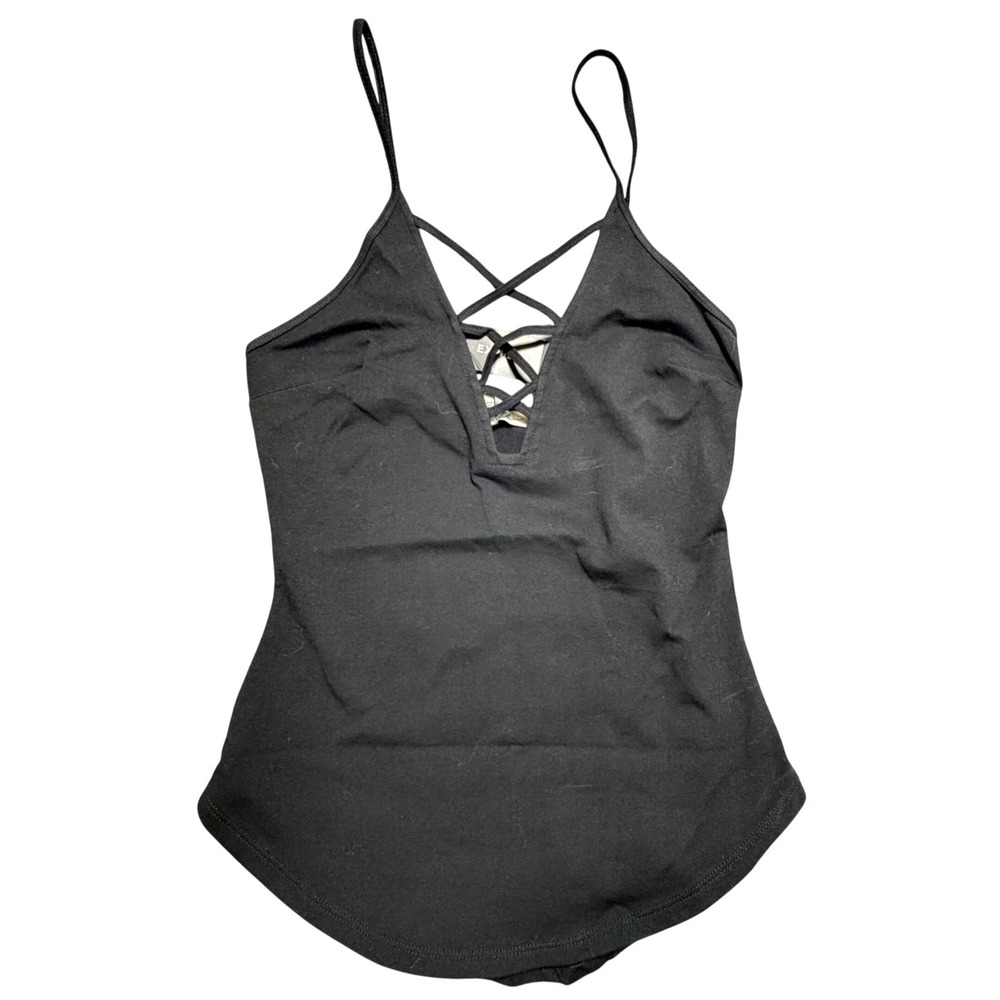 Express One Eleven Womens Black Lace Up V-Neck Tank XS NWT 06672557 0058 Strappy